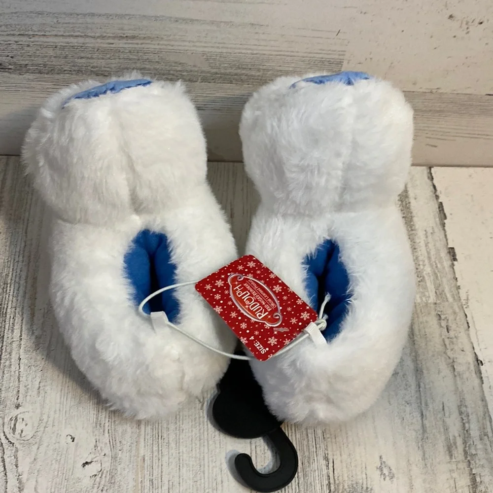 Rudolph The Red Nose Reindeer Snowman Slippers Size 4 NEW